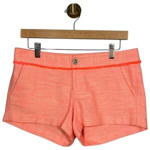 Lilly Pulitzer Walsh Short Sz 4 Papaya Tweed Orange Pink Fringe Rush Sorority